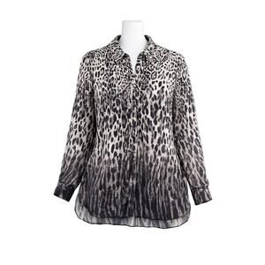 Elie Tahari Women’s Leopard Print Button Front Blouse Black Gray - Size S